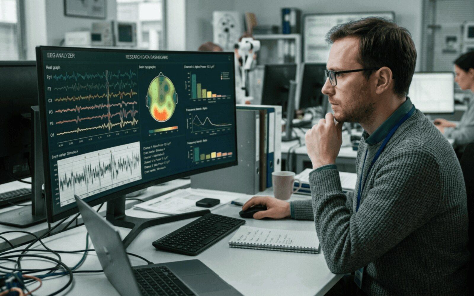 A developer working with EEG data